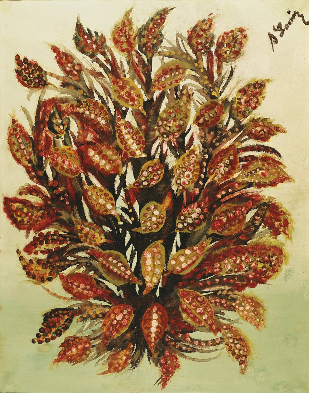 Granat na zielonym tle, 1930 autorstwa Seraphine Louis