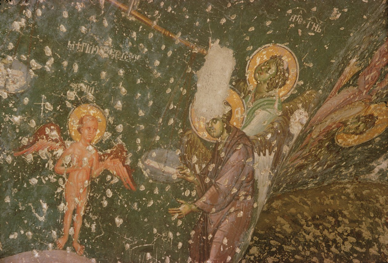 Anioły z Sądu Ostatecznego, XIV w. (szczegół) autorstwa Serbian School