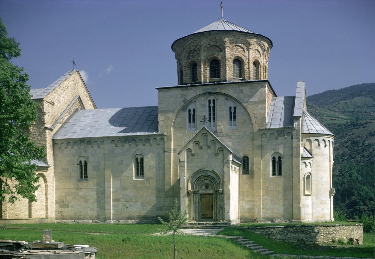 Widok południowy kościoła Sveta Bogodorica autorstwa Serbian School