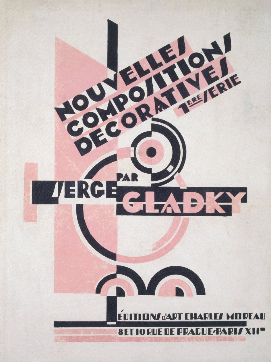 Przednia okładka „Nouvelles Compositions Decoratives”, koniec lat 20. (odbitka w pochoirze) autorstwa Serge Gladky