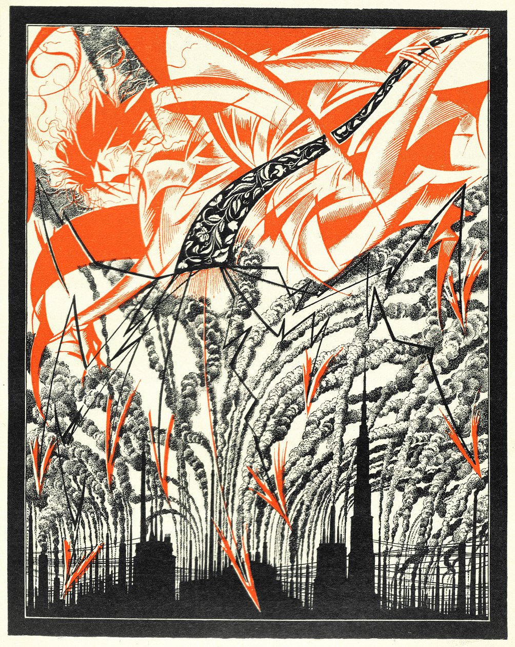 Plakat z personifikacją Pollution, ok.1920 autorstwa Sergei Vasilevich Chekhonin