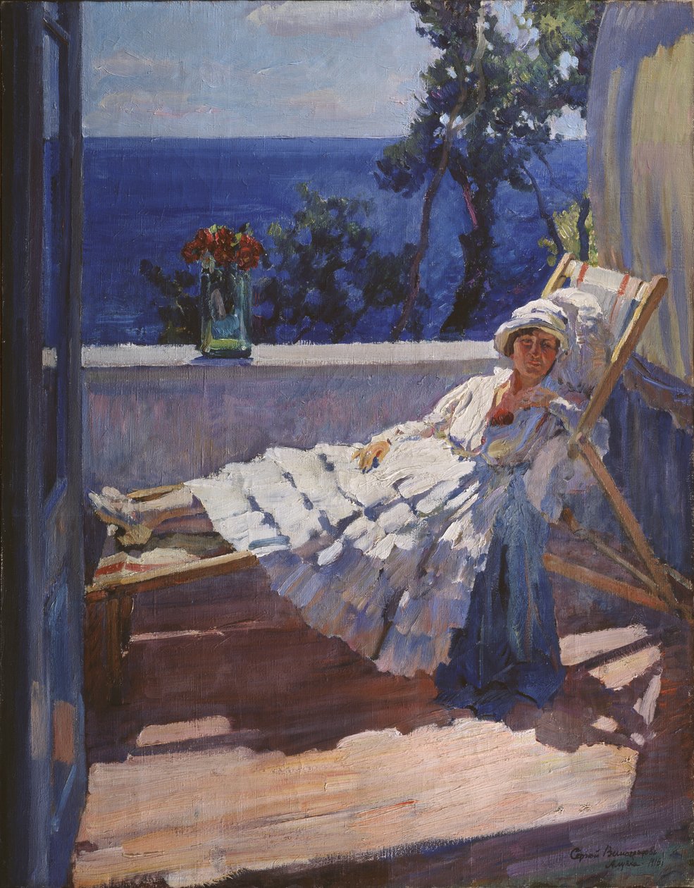 Pani na balkonie, 1916 autorstwa Sergei Arsenevich Vinogradov
