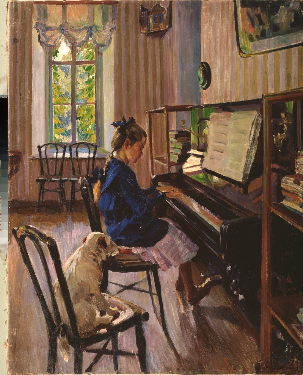 Przy fortepianie - obraz Siergieja Arseniewicza Winogradowa (1869-1938), olej na płótnie autorstwa Sergei Arsenevich Vinogradov