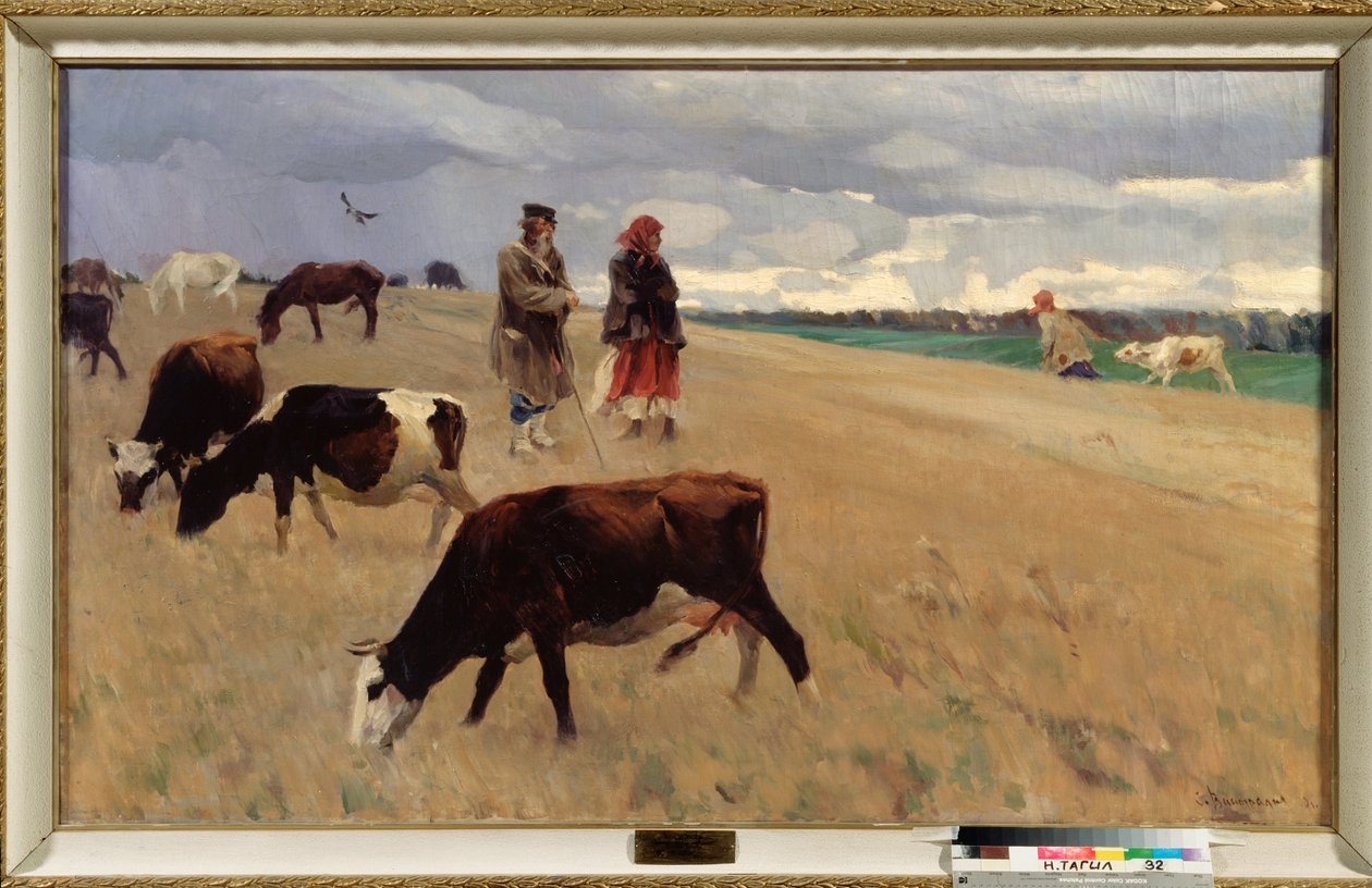 Na ściernisku - obraz Siergieja Arseniewicza Winogradowa (1869-1938), olej na płótnie autorstwa Sergei Arsenevich Vinogradov