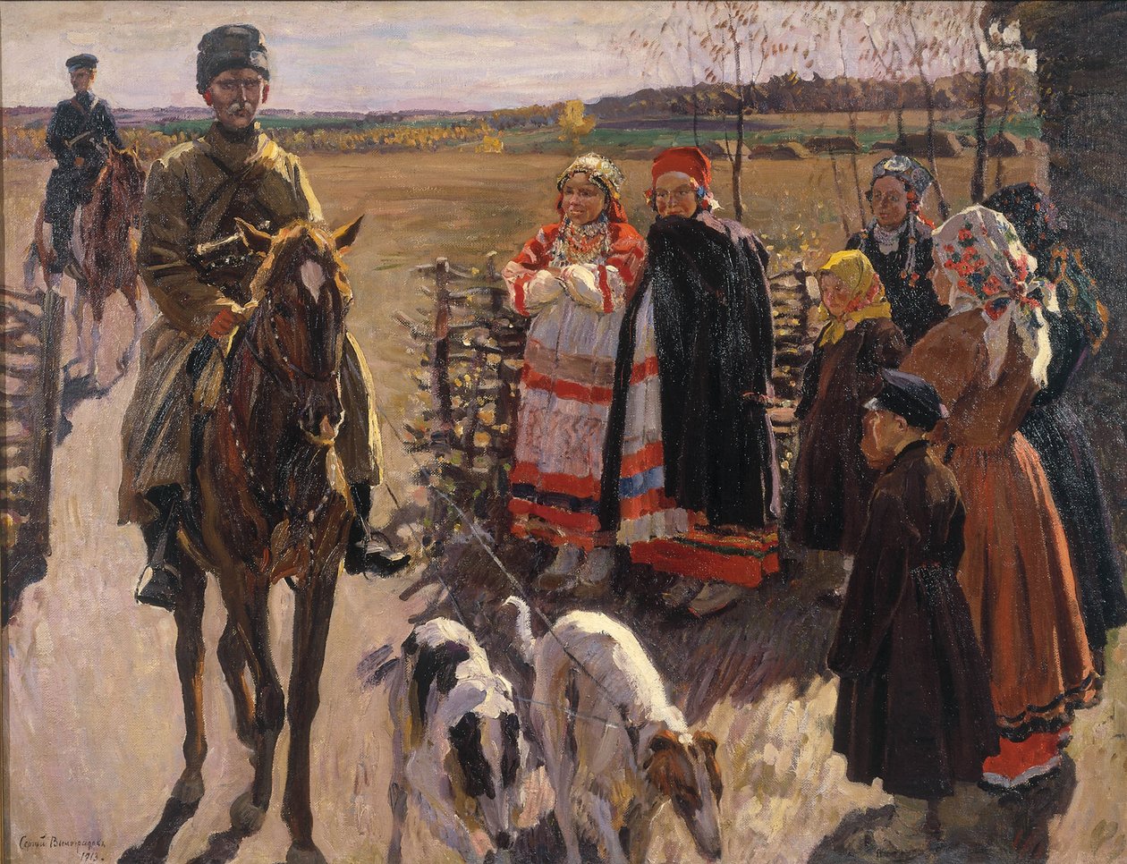 Łowcy z Borzojami, 1913 autorstwa Sergei Arsenevich Vinogradov