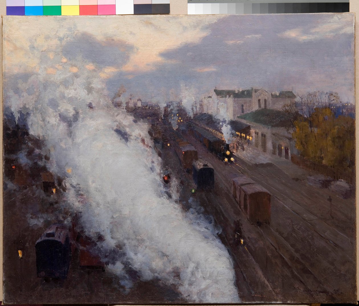 Dworzec kolejowy w Charkowie - Winogradow, Sergey Arsenievich (1869-1938) - 1892 - Olej na płótnie - autorstwa Sergei Arsenevich Vinogradov