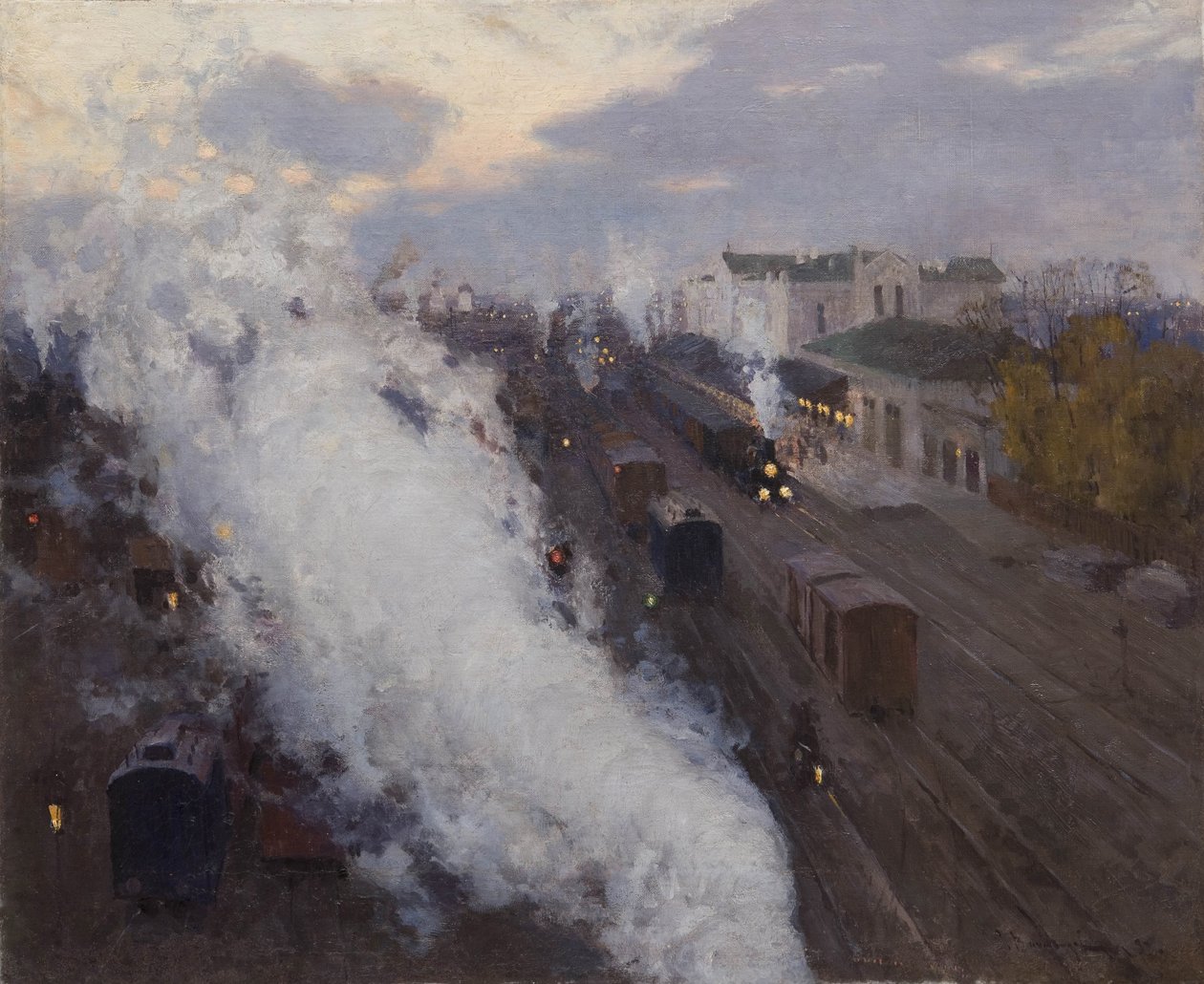 Dworzec kolejowy w Charkowie, 1892 autorstwa Sergei Arsenevich Vinogradov