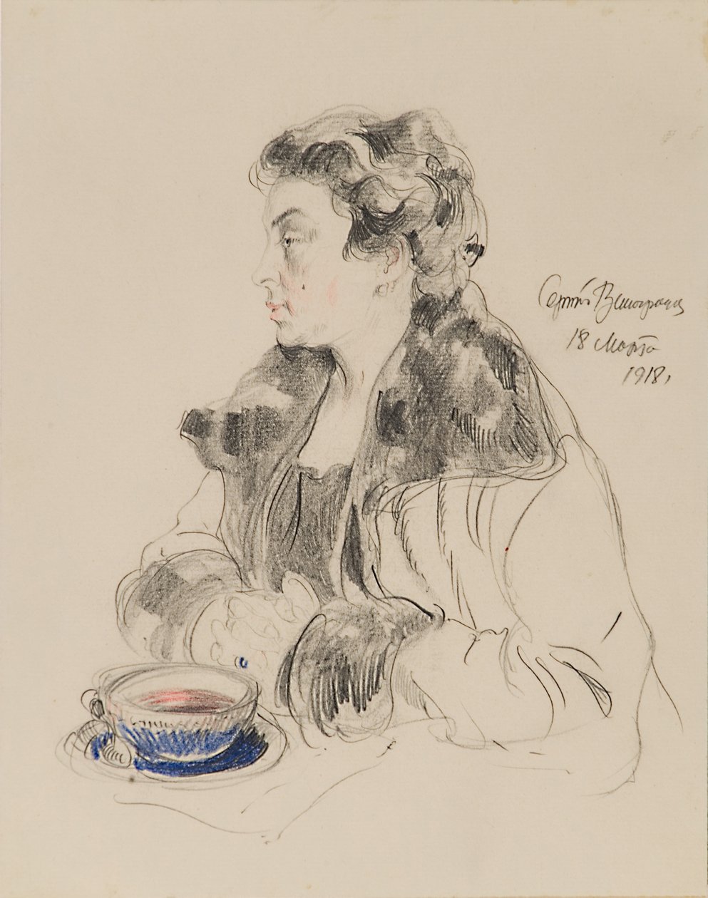 Portret Evdokii Siergiejewny Morozowej 1885-1959, 1918 autorstwa Sergei Arsenevich Vinogradov