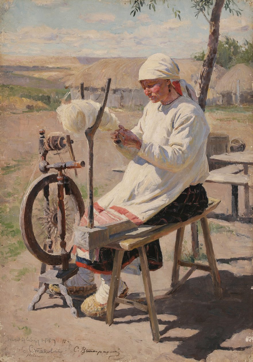 Prządka, 1895 autorstwa Sergei Arsenevich Vinogradov