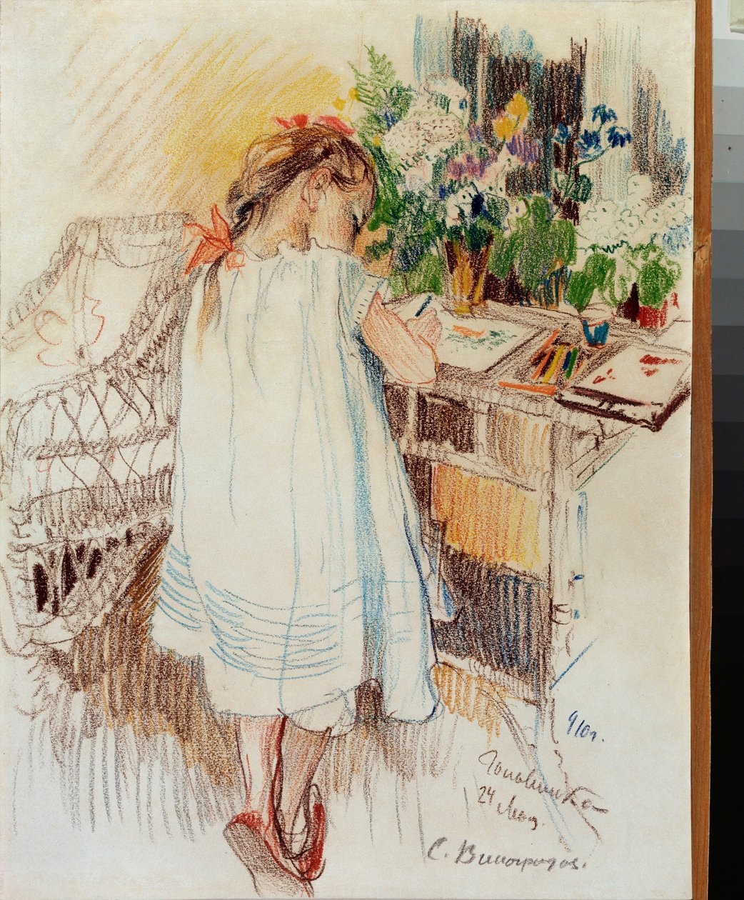 Une petite (A Little One) - Grafika Siergieja Arseniewicza Winogradowa (1869-1938), kredka na papierze autorstwa Sergei Arsenevich Vinogradov