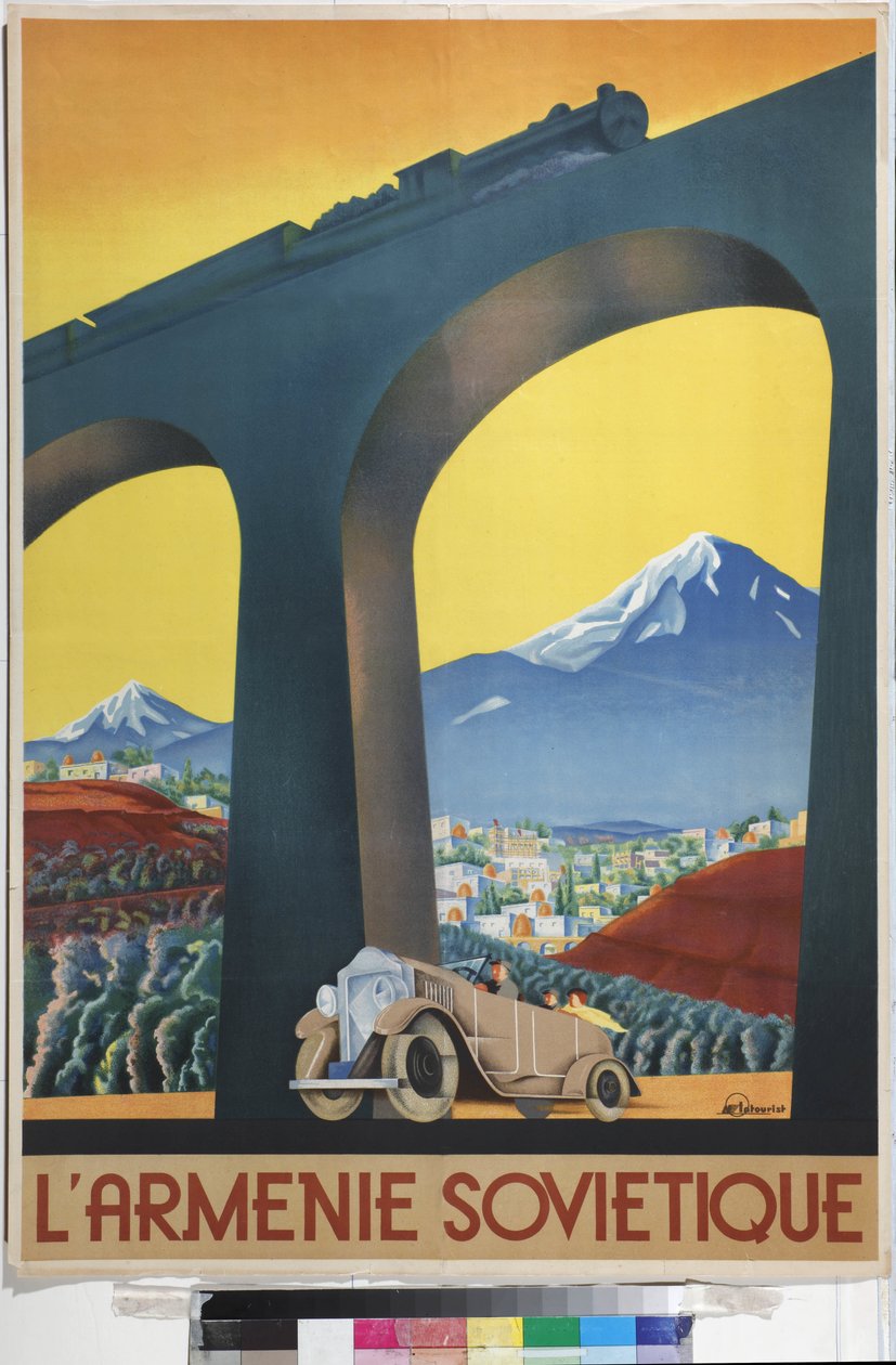 Armenia radziecka (plakat firmy Intourist) - Igumnow, Siergiej Dmitriewicz (1900-1942) - 1935 - Litografia kolorowa - Rosyjska Biblioteka Państwowa, Moskwa autorstwa Sergei Dmitrievich Igumnov