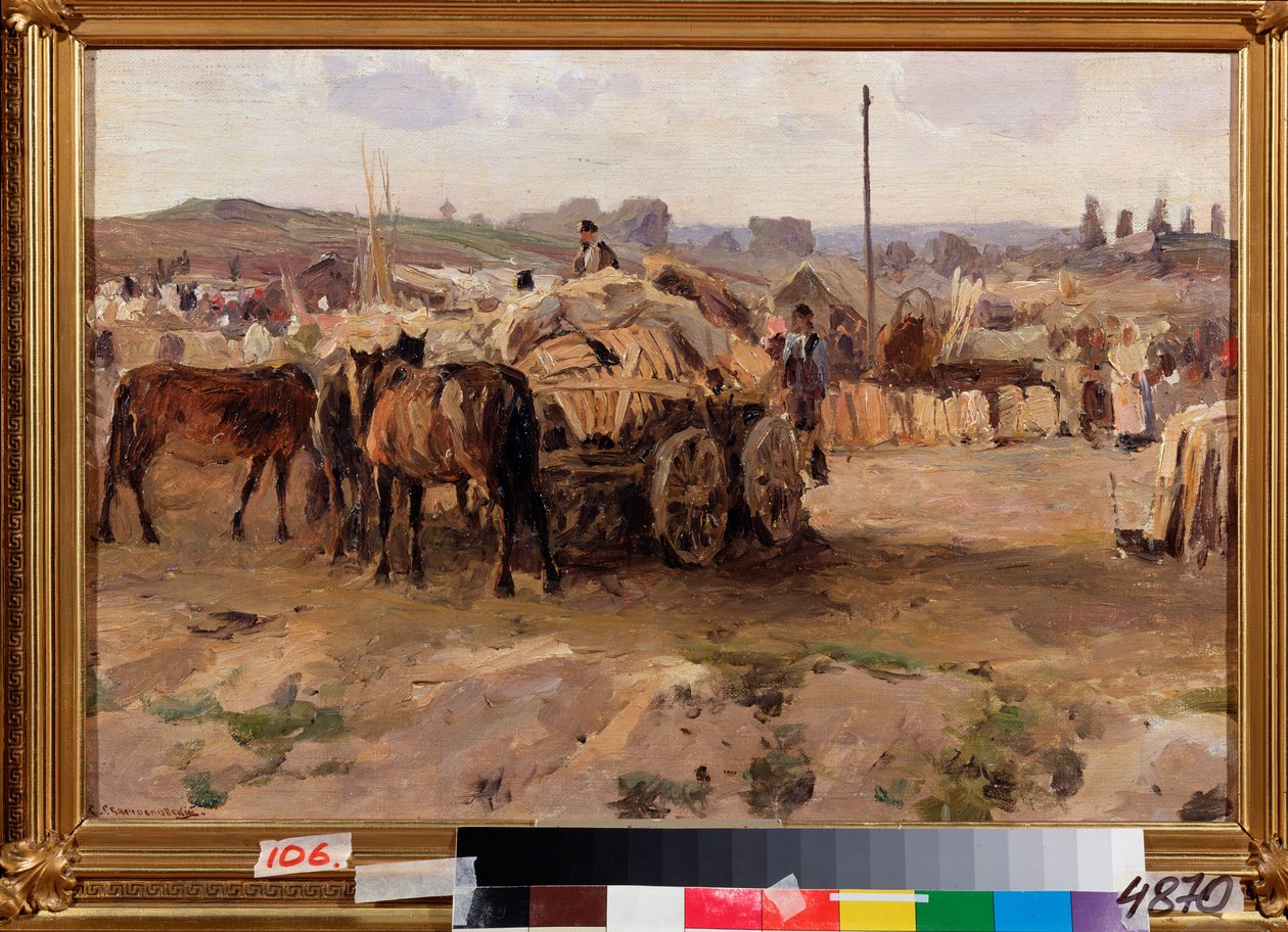 Jarmark - Obraz Siergieja Iwanowicza Svetoslavsky (Svetoslavski) (1857-1931), olej na płótnie, sztuka rosyjska XIX wiek - Państwowe Muzeum Sztuki, Charków (Charków) (Ukraina) autorstwa Sergei Ivanovich Svetoslavsky