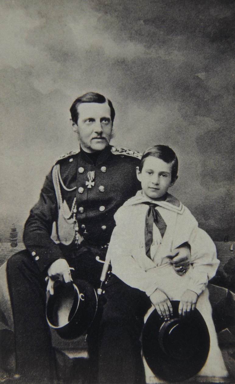 Portret wielkiego księcia Konstantego Nikołajewicza Rosji 1827-1892 z synem Mikołajem Konstantynowiczem autorstwa Sergei Lvovich Levitsky