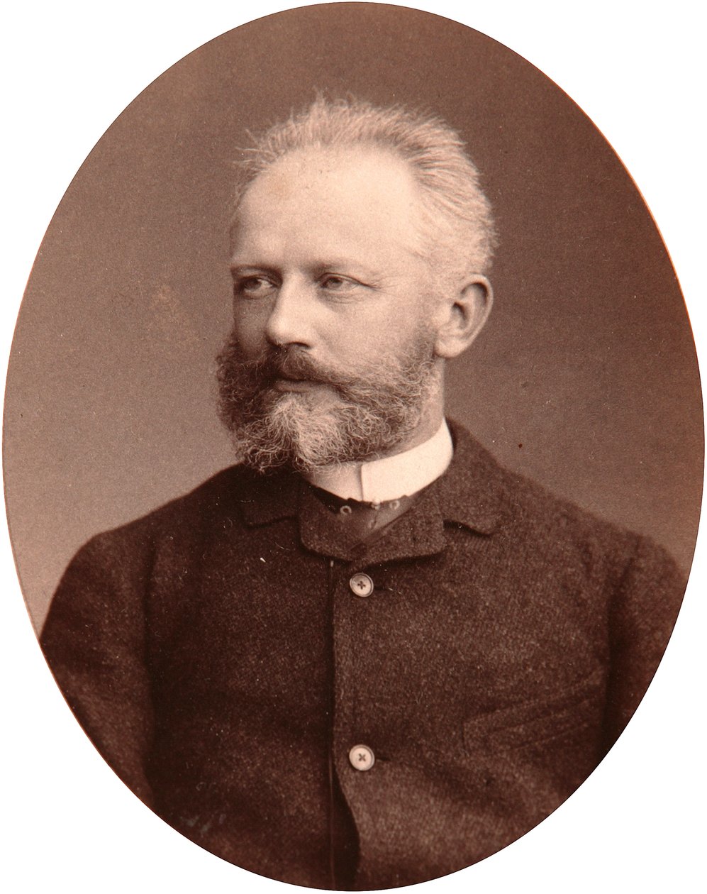 Portret kompozytora Piotra Czajkowskiego (Piotr Piotr Petr Ilitch Czajkowski) (Czajkowski, Czajkowski) (1840-1893). Zdjęcie albuminy Siergieja Lwowicza Lewickiego (1819-1898) autorstwa Sergei Lvovich Levitsky