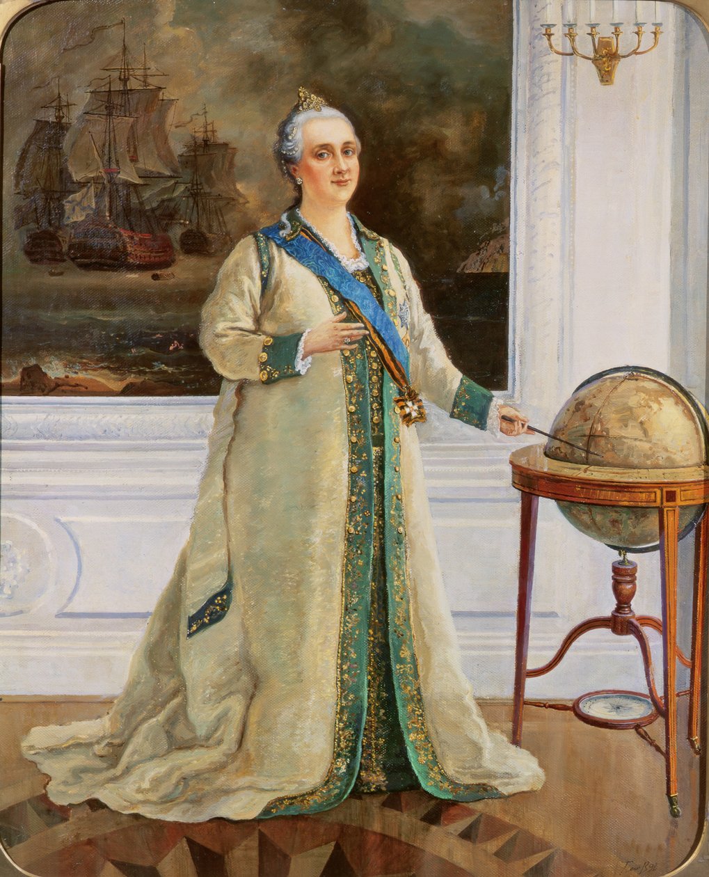 Cesarzowa Katarzyna II (1729-96) w marynarskim stroju pełnym autorstwa Sergei Varlenovich Pen
