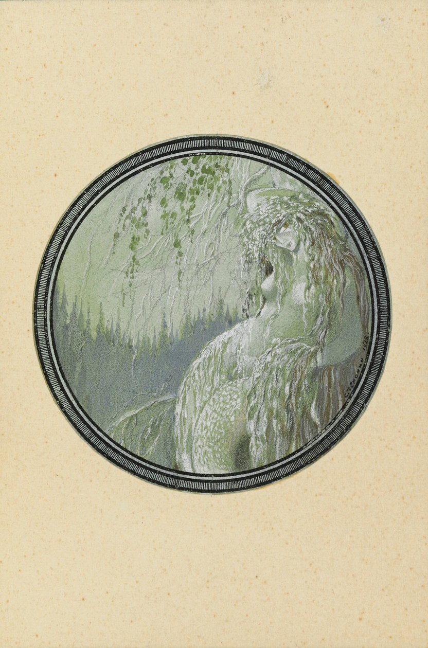Rusałka. Ilustracja do wiersza Rusłan i Ludmiła A. Puszkina, 1921-1926. autorstwa Sergei Vasilevich Chekhonin
