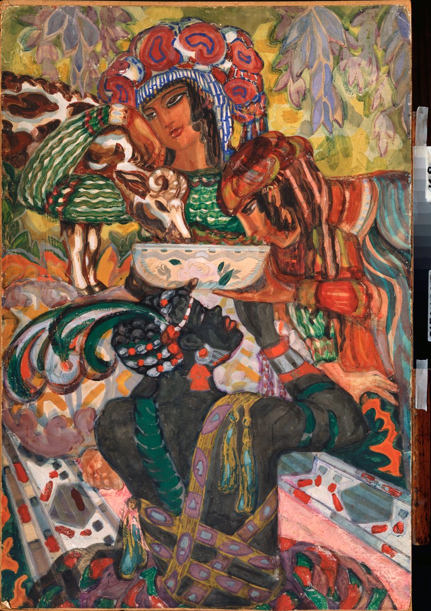 Orientalna bajka - Praca Siergieja Juriewicza Sudeykina (Serge Soudeikine) (1882-1946), gwasz i tempera na tekturze, ok. 1910, sztuka rosyjska, XX wiek, secesja, modernizm - Regionalna Galeria Sztuki, Taganrog (Rosja) autorstwa Sergei Yurevich Sudeikin