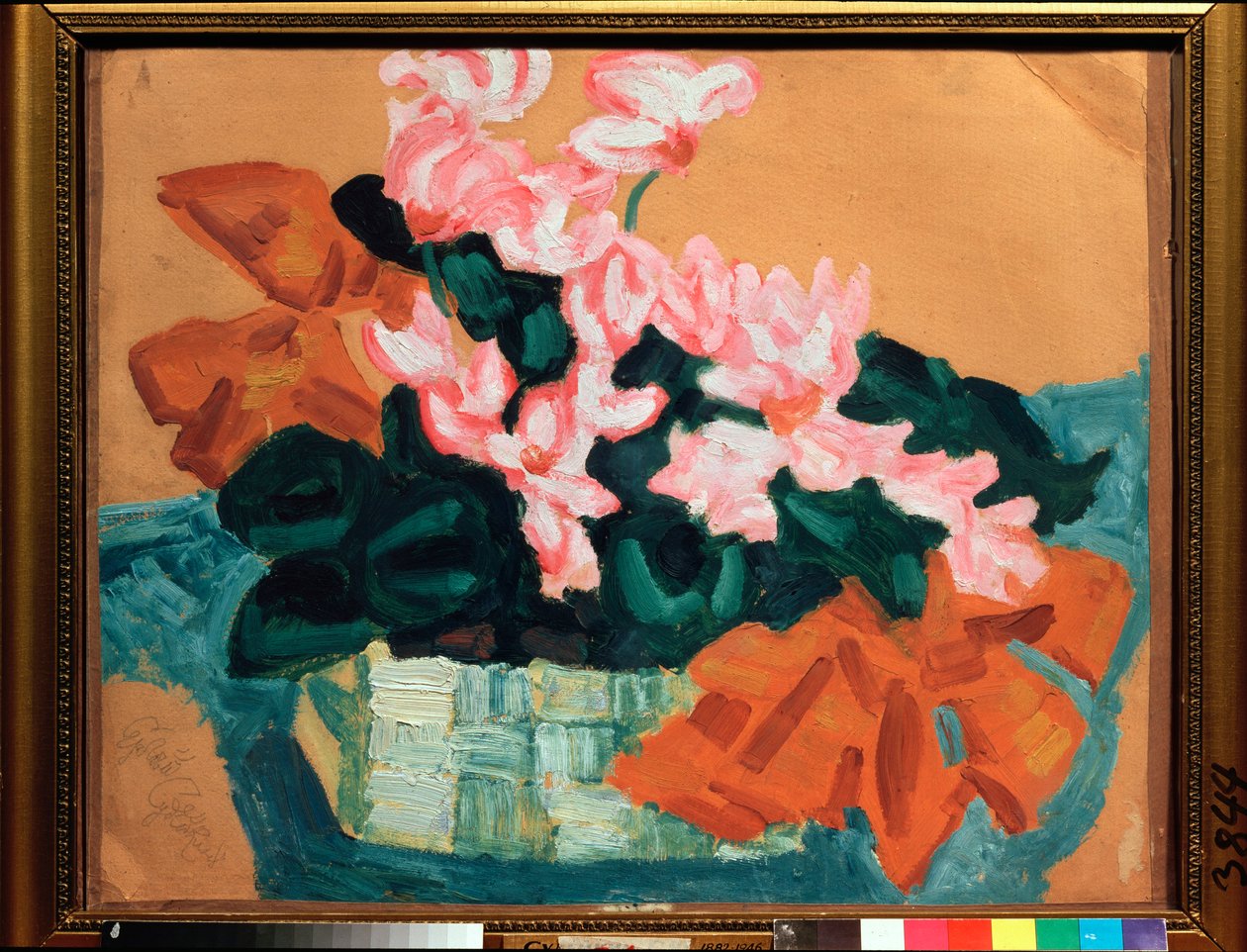 Fleurs, Nature morte (Kwiaty, Martwa natura) - Praca Sergei Yurievich Sudeykin (Serge Soudeikine) (1882-1946), olej na tekturze - Sztuka rosyjska, modernizm, secesja, XX wiek - Państwowe Muzeum Sztuki Zjednoczonej, Kostroma (Rosja) autorstwa Sergei Yurevich Sudeikin