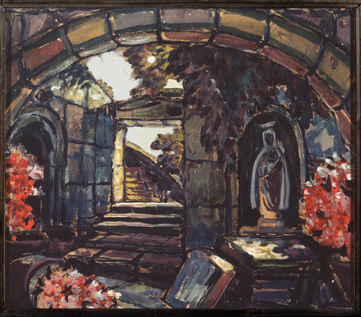 Dekoracja przygotowawcza do spektaklu „Siostra Beatrice” Maurice Maeterlincka autorstwa Sergei Yurevich Sudeikin