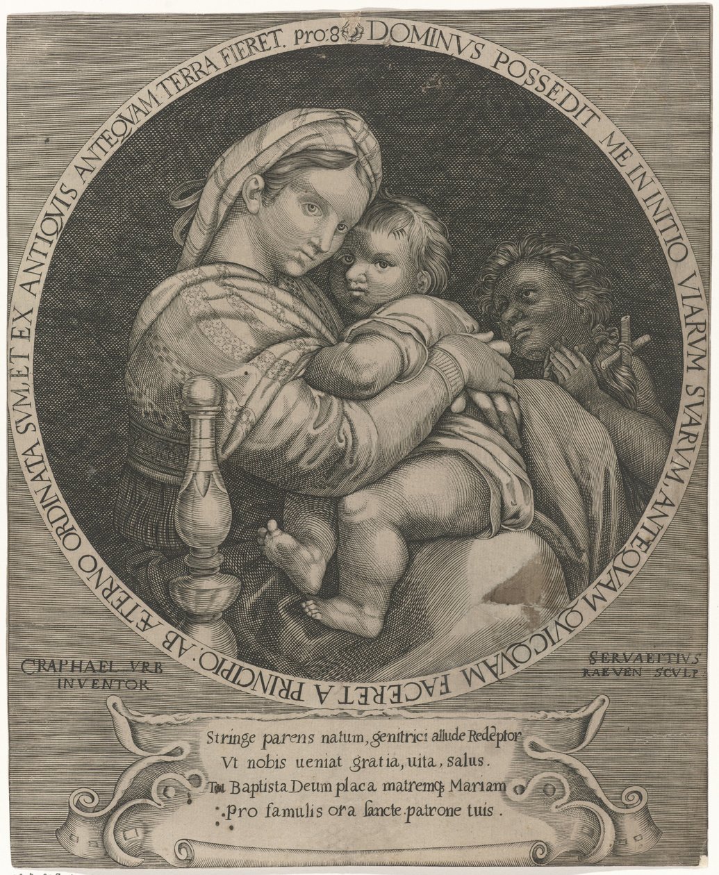 Madonna della sedia Maryja z Dzieciątkiem Jezus i Janem Chrzcicielem autorstwa Servatius Raeven