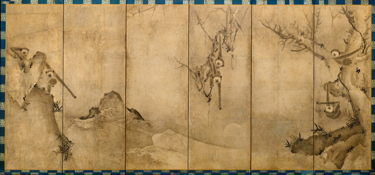 Gibony w krajobrazie, ok. 1570 autorstwa Sesson Shkei