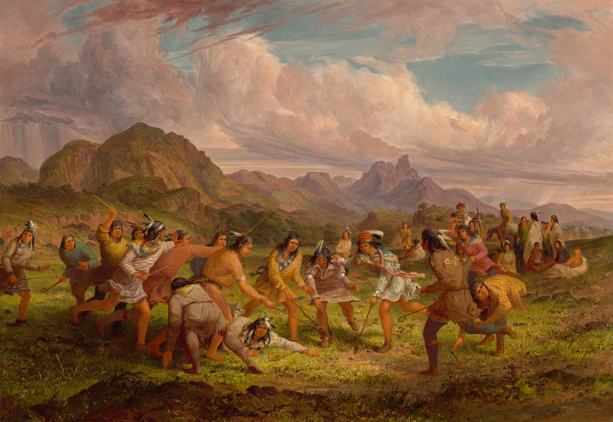 Gra w piłkę wśród Indian Sioux autorstwa Seth Eastman