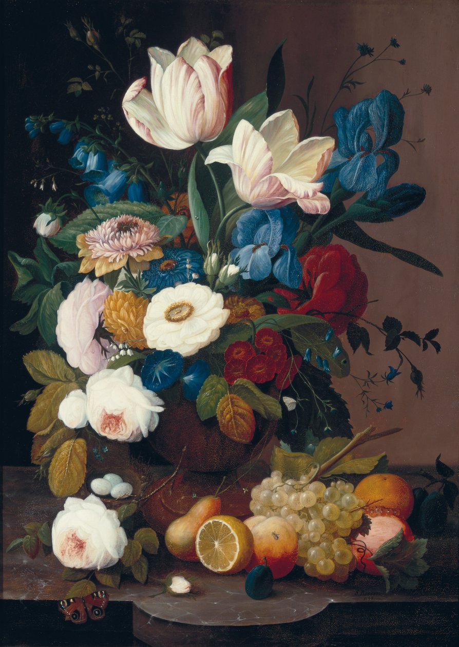 Martwa natura, kwiaty i owoce, 1848 autorstwa Severin Roesen