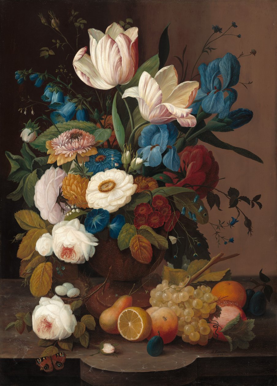 Martwa natura, kwiaty i owoce, 1848. autorstwa Severin Roesen