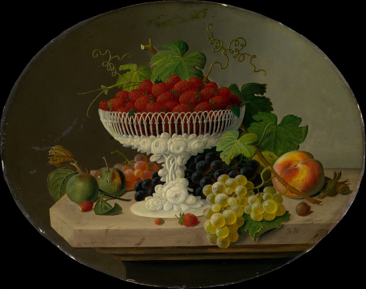 Martwa natura z truskawkami w kompocie, 1865-70. autorstwa Severin Roesen