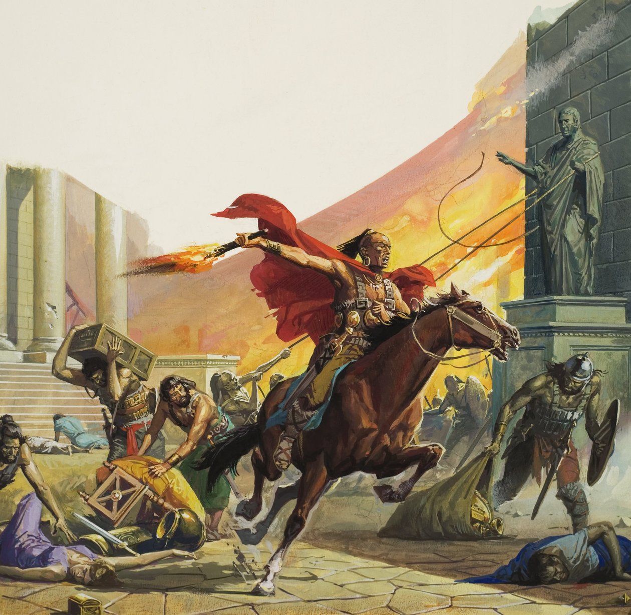 Barbarzyńcy u bram (gwasz na papierze) autorstwa Severino Baraldi