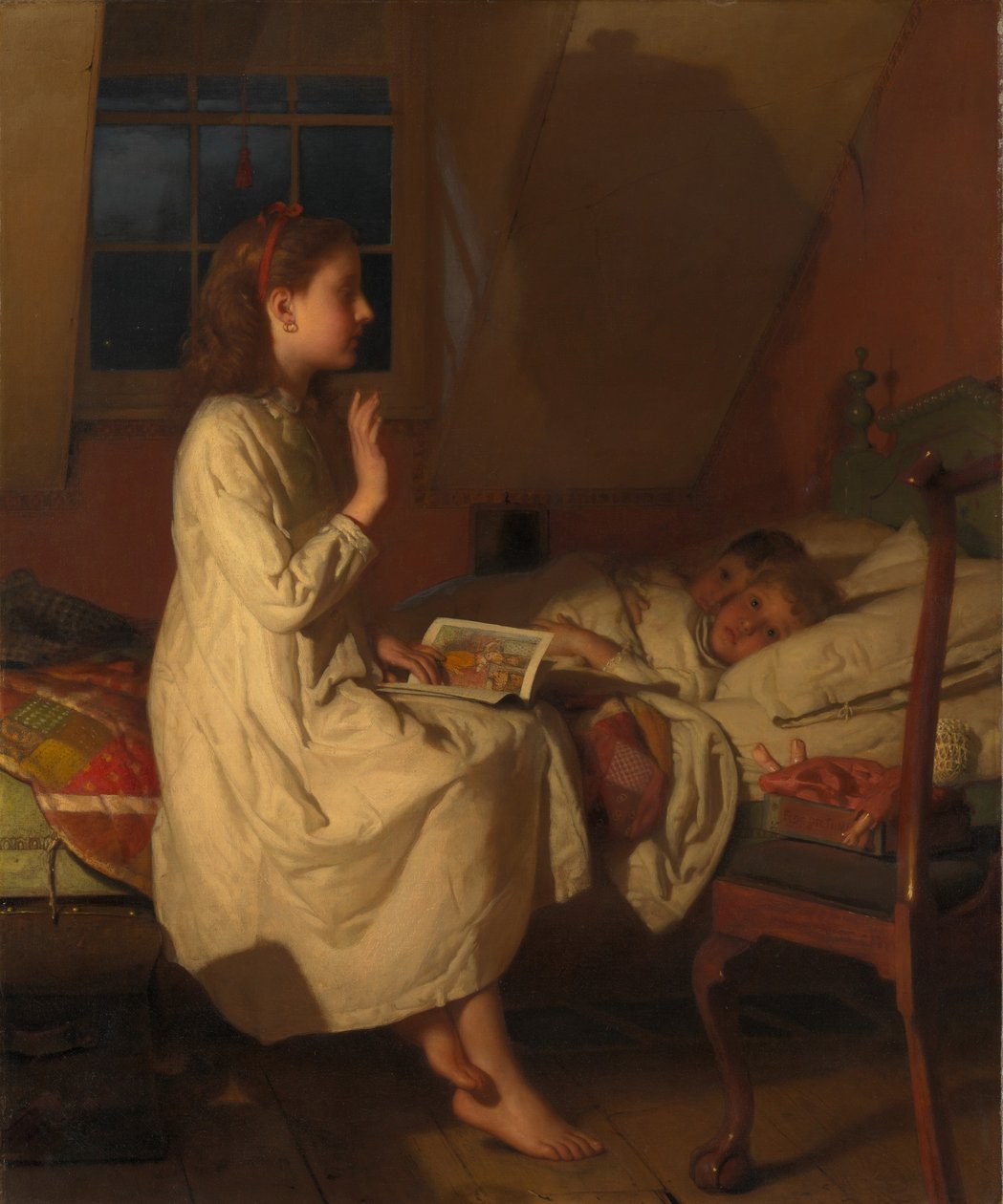 Historia złotych loków, ok. 1870 (olej na płótnie) autorstwa Seymour Joseph Guy