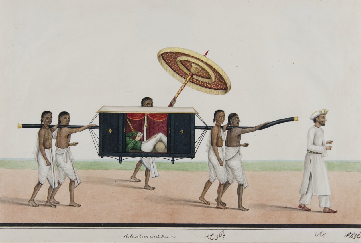 Thomas Holroyd czyta w swoim palankinie, ok. 1835 r. autorstwa Shaik Muhammad Amir of Karraya