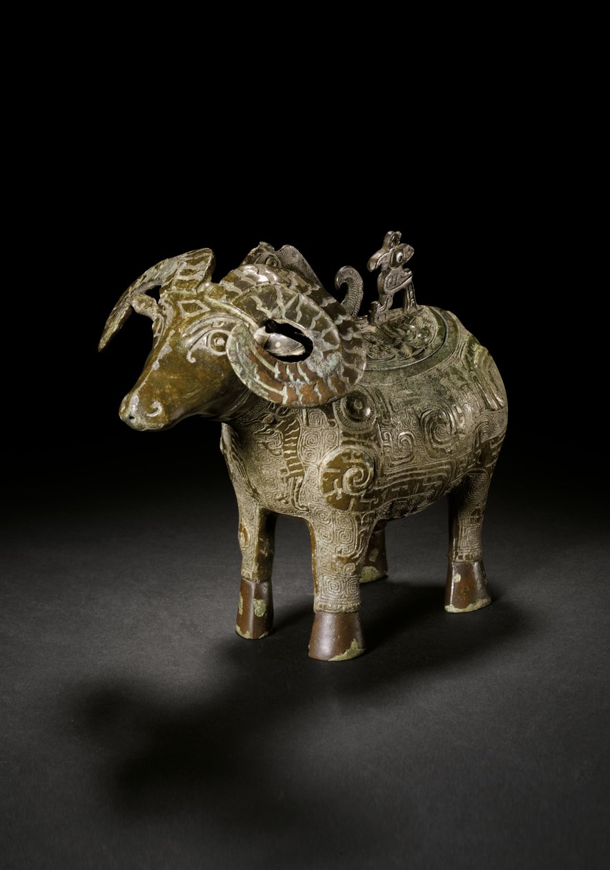Rytualne naczynie na wino w formie barana, Gong, późna dynastia Shang (brąz) (patrz także 3618607) autorstwa Shang Dynasty Chinese School