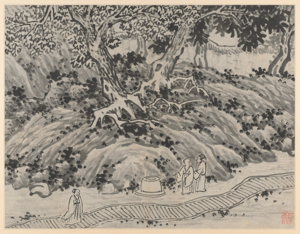 Dwanaście widoków Tiger Hill, Suzhou: Wiosna głupców, po 1490 r. autorstwa Shen Zhou