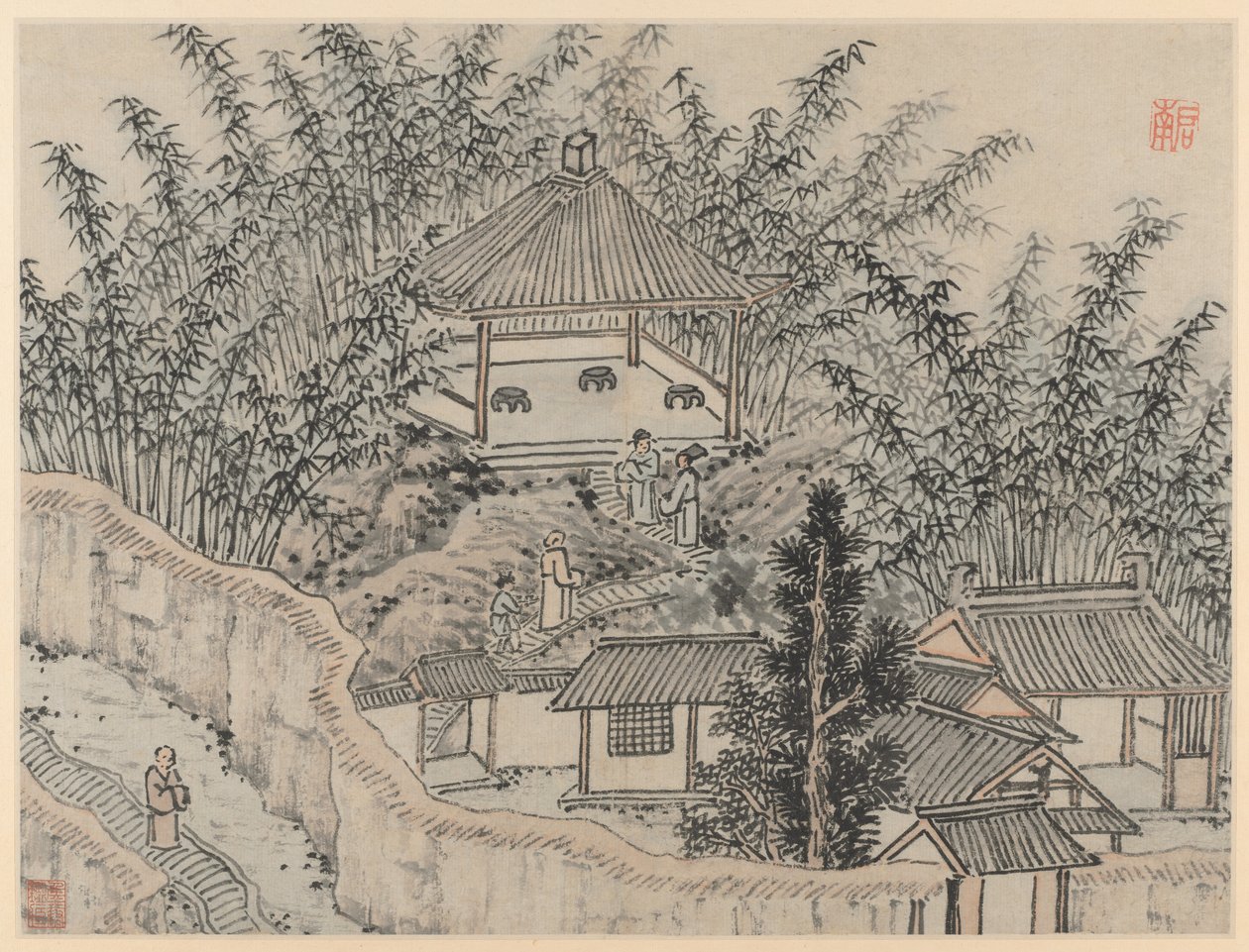 Dwanaście widoków Tygrysiego Wzgórza, Suzhou: Bambusowy Pawilon, Tygrysie Wzgórze, po 1490 r. autorstwa Shen Zhou