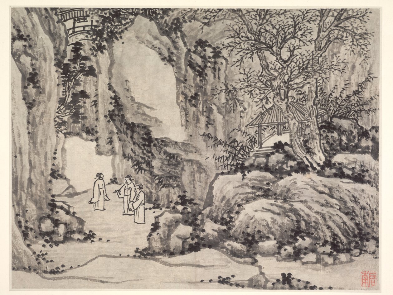 Dwanaście widoków na Tiger Hill, Suzhou: The Sword Spring, Tiger Hill autorstwa Shen Zhou