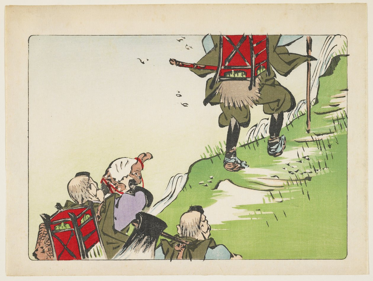 (Processional Pielgrzymów), ok. godz. 1877 autorstwa Shibata Zeshin