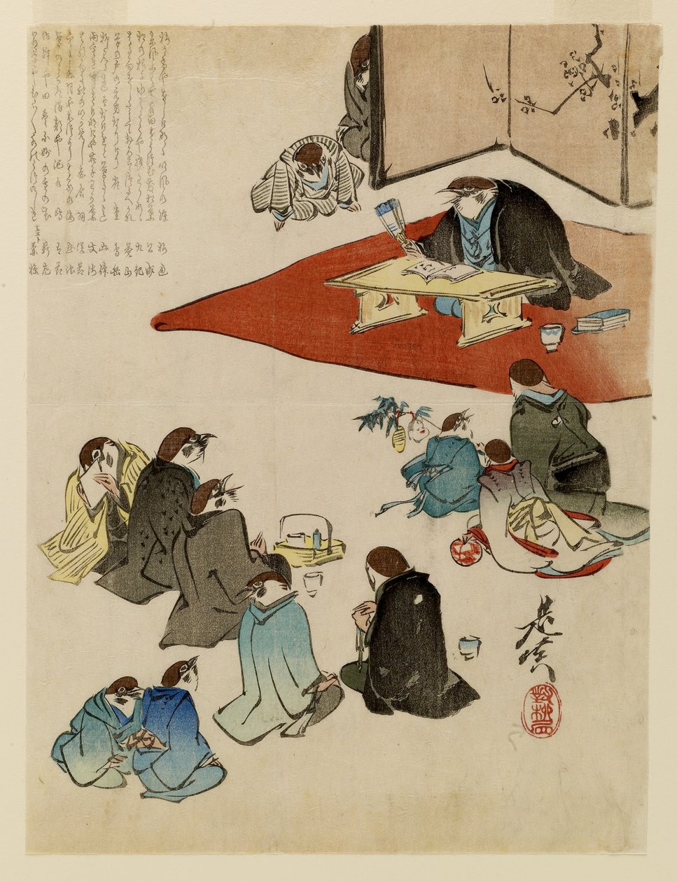 Czytanie poezji autorstwa Shibata Zeshin