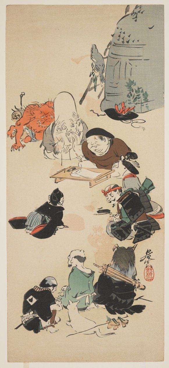 Gromadzenie postaci O_tsu-e autorstwa Shibata Zeshin