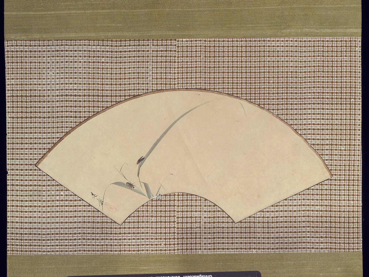 Owady na trawie (kolor i lakier na jedwabiu) autorstwa Shibata Zeshin