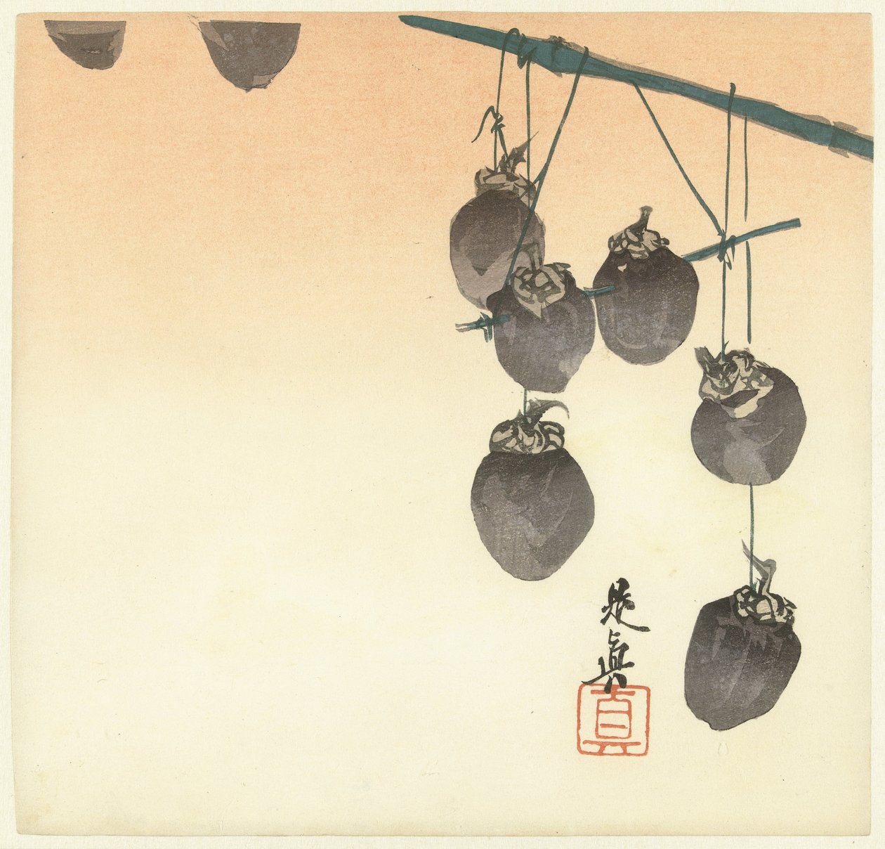 Suszenie owoców persimmon autorstwa Shibata Zeshin