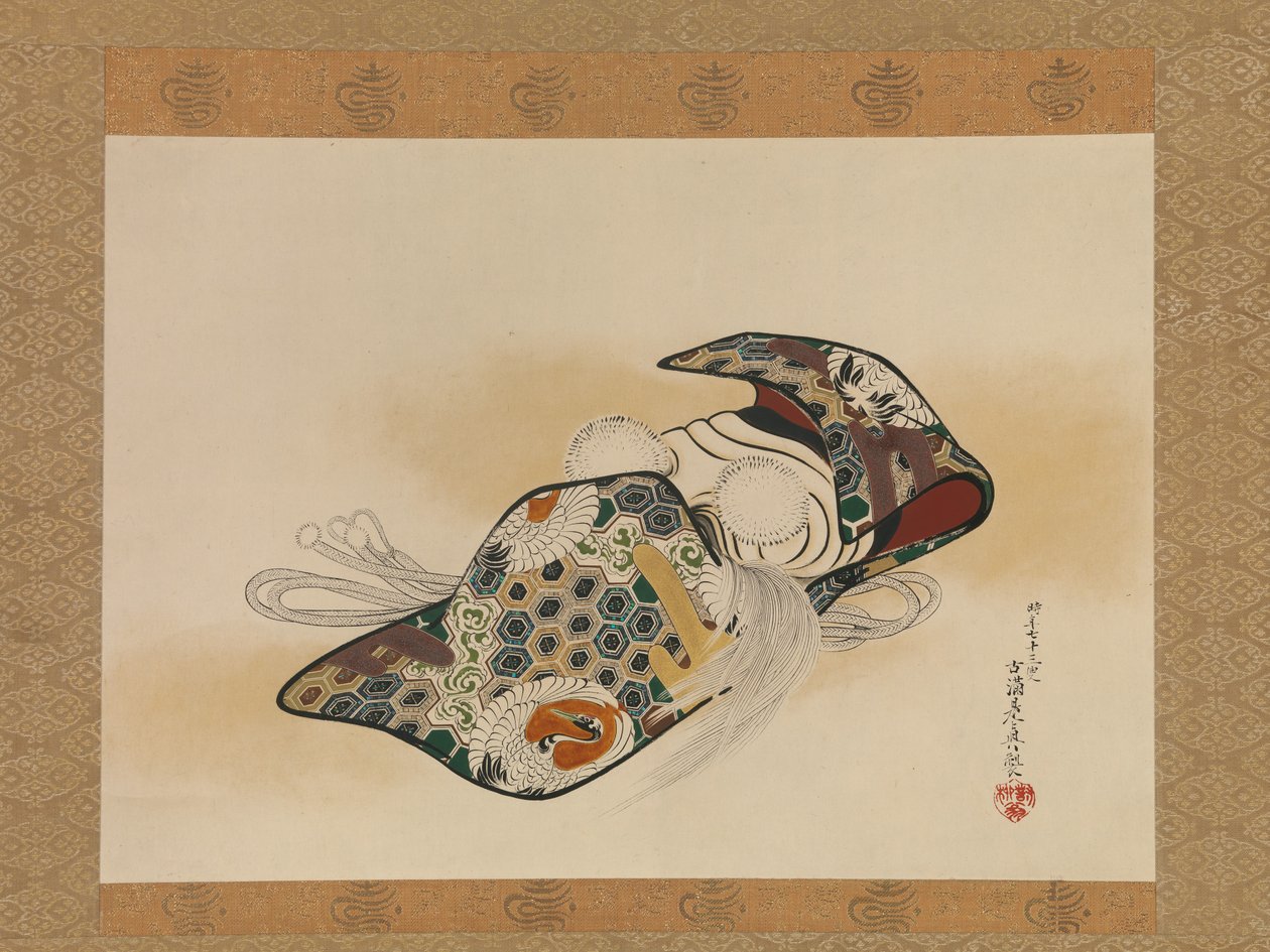 Maska Noh: Okina, dat. 1879. autorstwa Shibata Zeshin