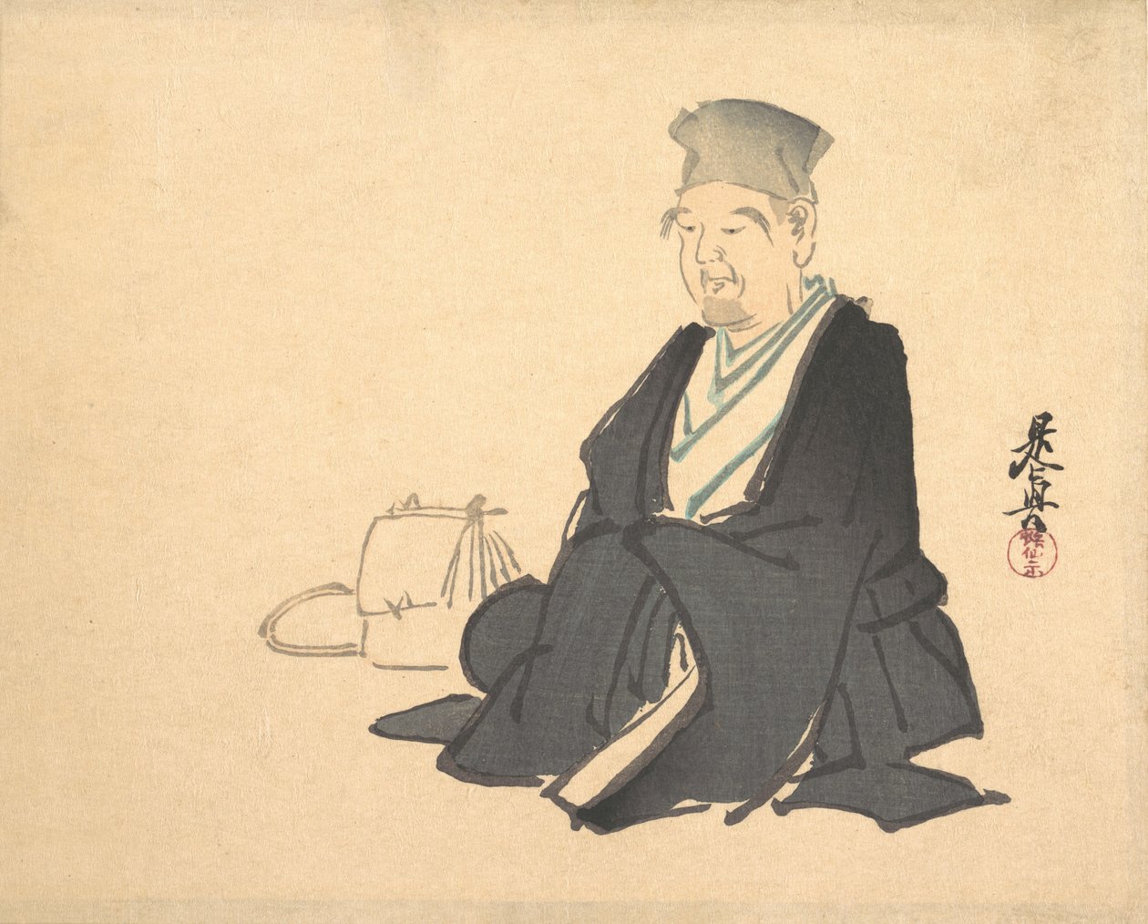 Portret Riqué, ca. 1875., ok. 1875. 1875. autorstwa Shibata Zeshin