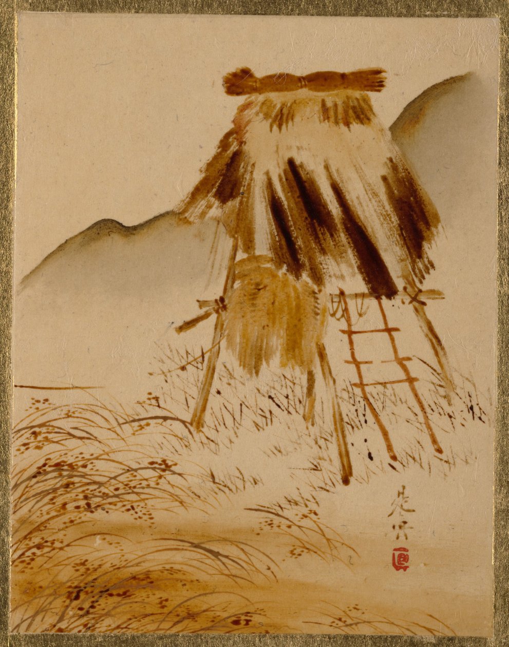 Stelaż do suszenia ryżu autorstwa Shibata Zeshin