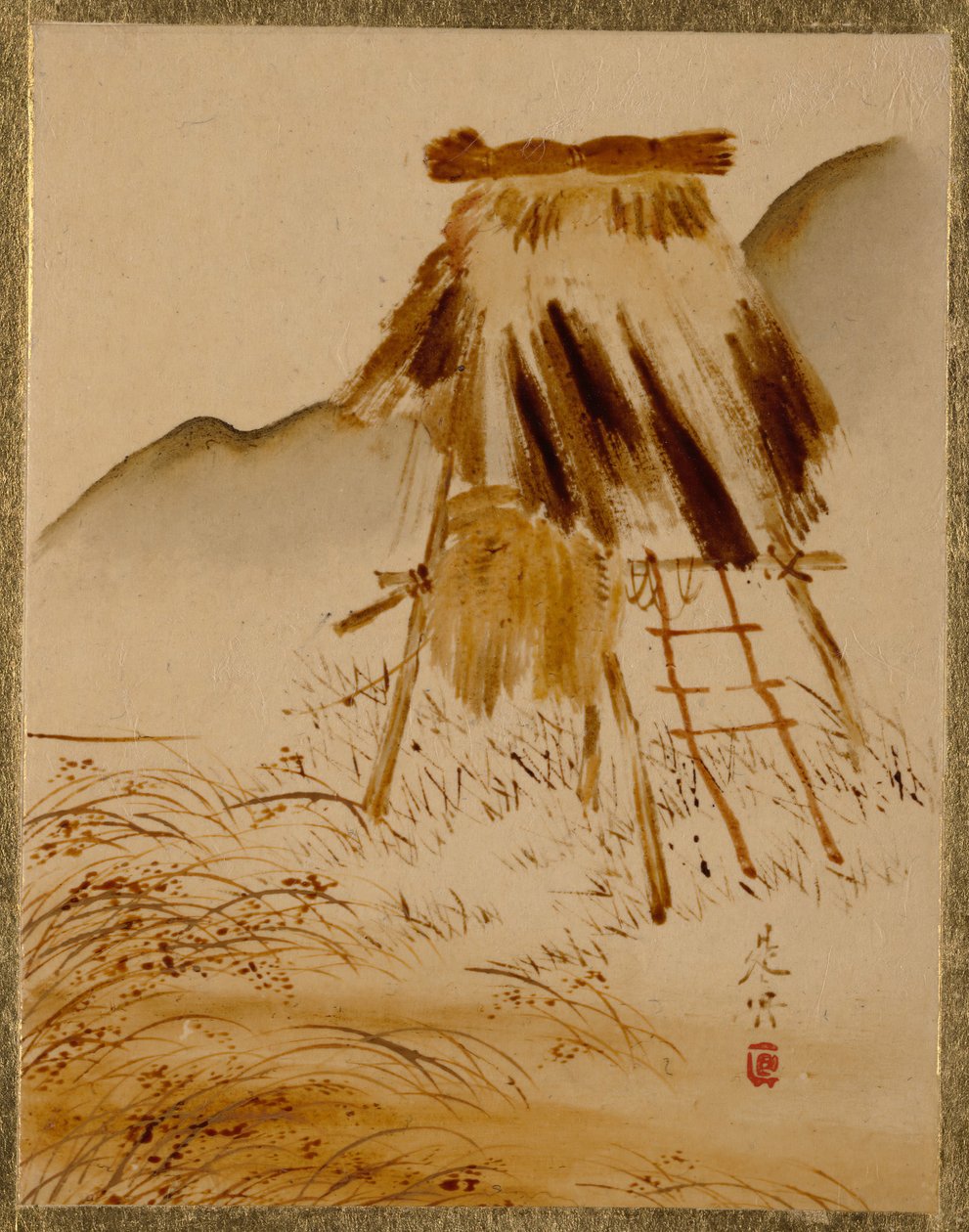 Rama do suszenia ryżu. autorstwa Shibata Zeshin