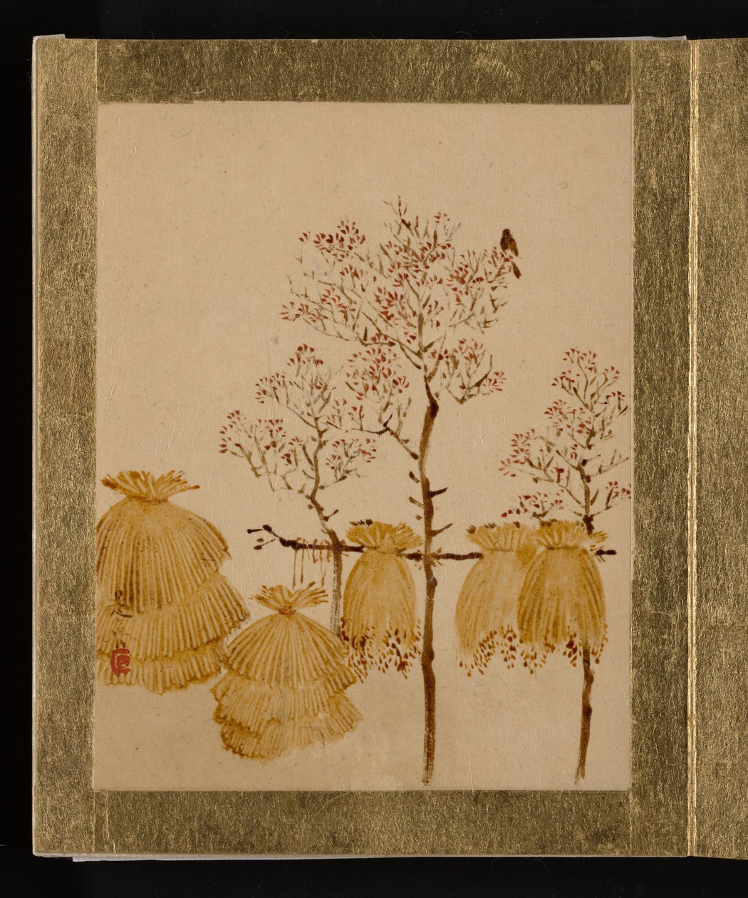 Reisstapel und Bäume autorstwa Shibata Zeshin