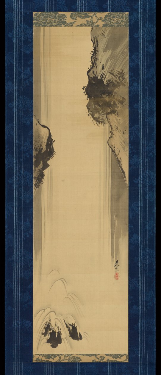 Felsen und Wasserfall autorstwa Shibata Zeshin