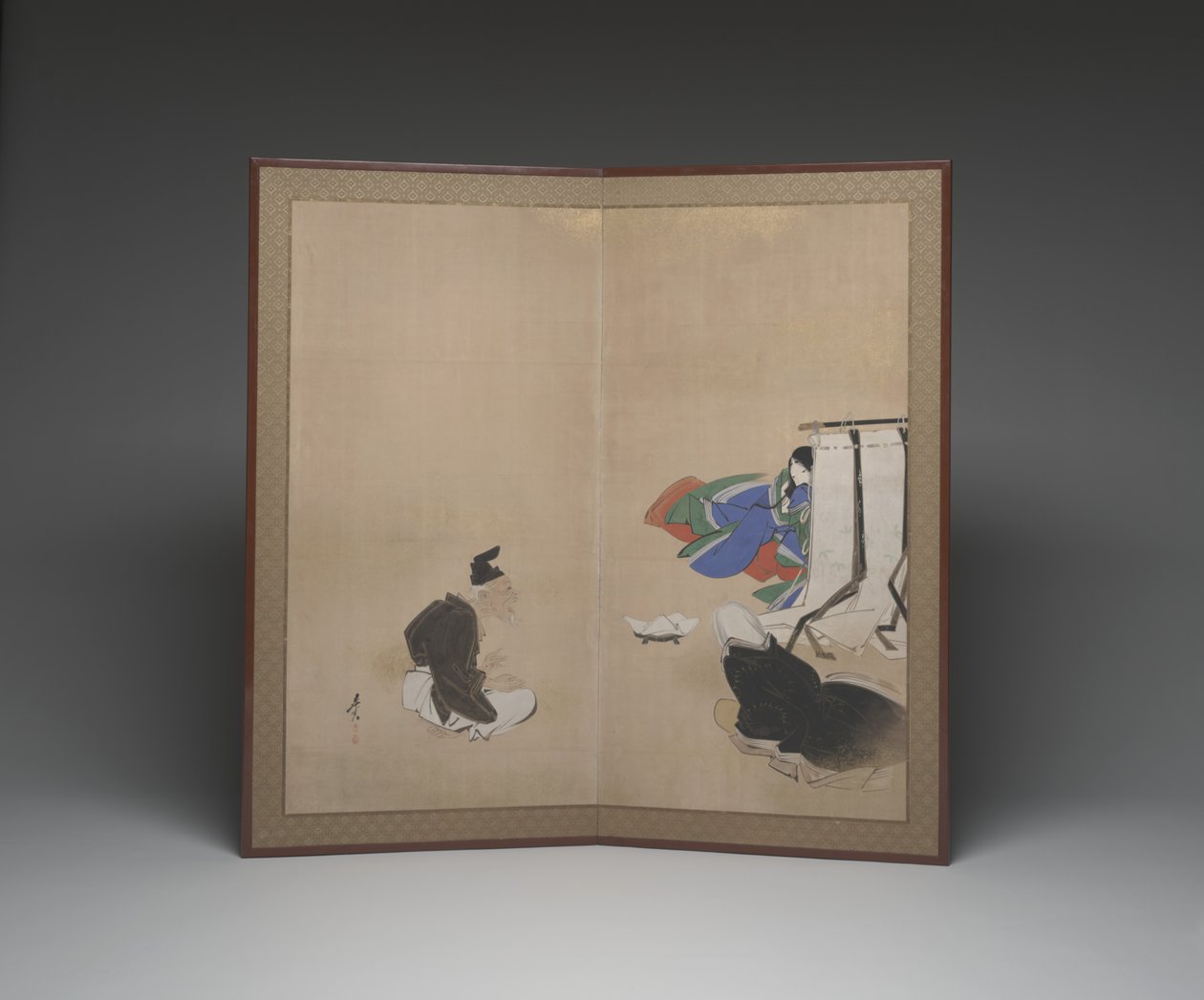 Tale of the Bamboo Cutter (atrament, kolor i złoto na papierze) autorstwa Shibata Zeshin