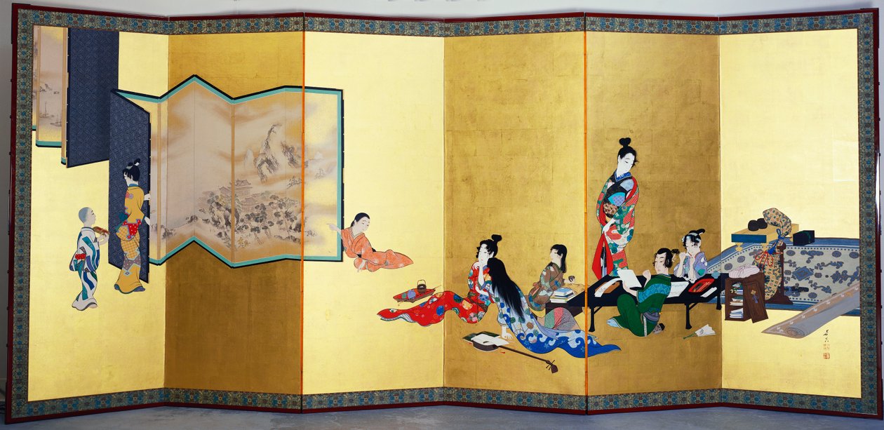 Cztery eleganckie rozrywki – muzyka, gra w Go autorstwa Shibata Zeshin