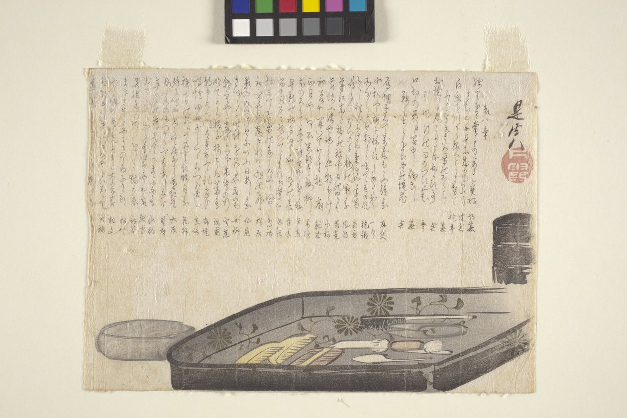 Zestaw toaletowy, data nieznana (druk) autorstwa Shibata Zeshin